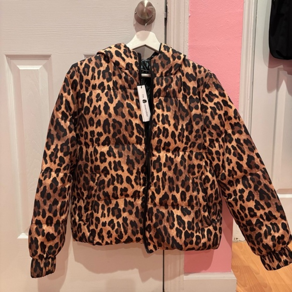 Alice + Olivia Leopard Print Reversible Puffer Jacket
